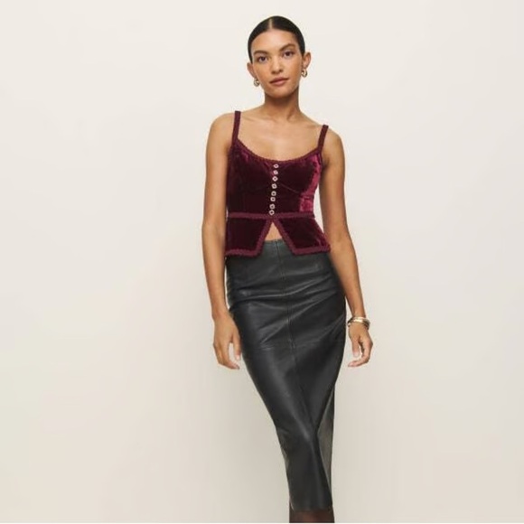 REFORMATION Minna Velvet Top 0 - Picture 2 of 6